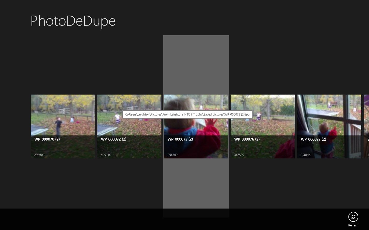 Main screen displaying duplicates.