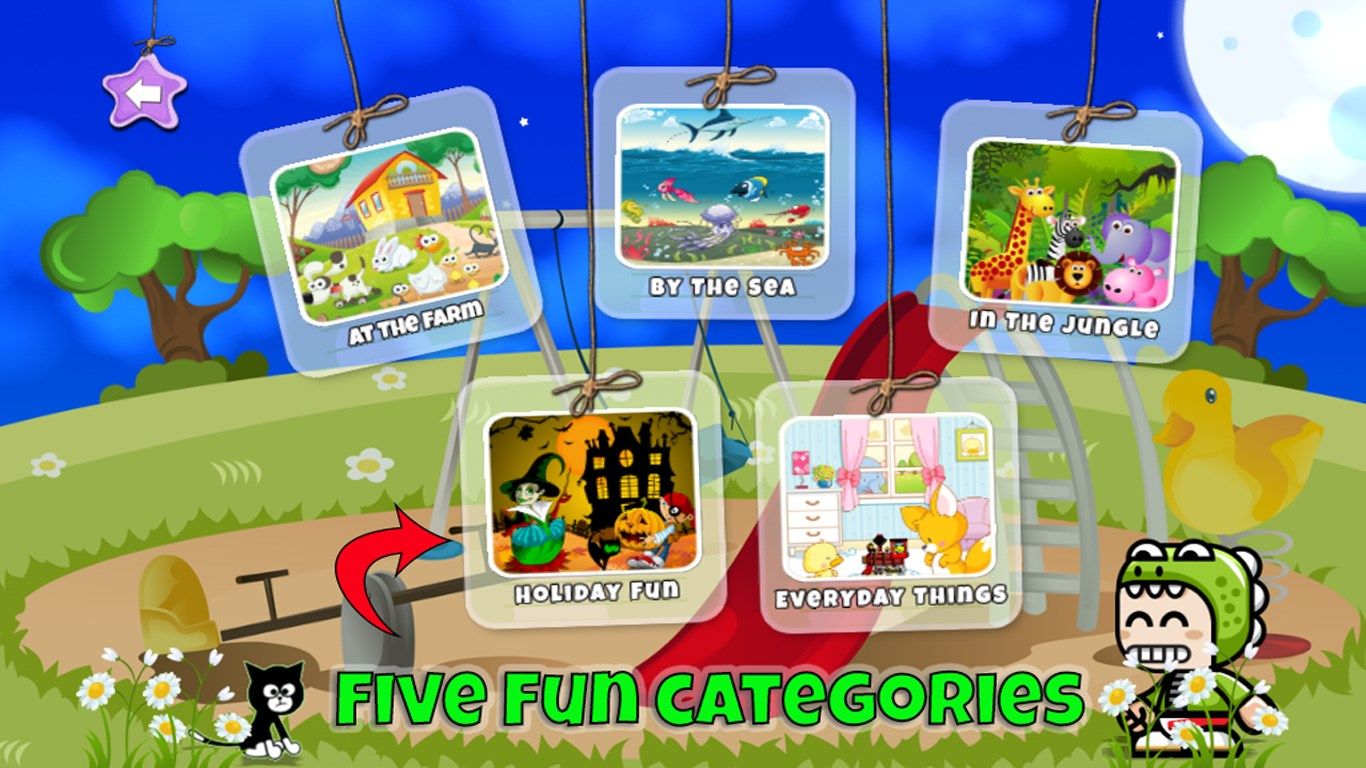 Five fun categories to choose from.