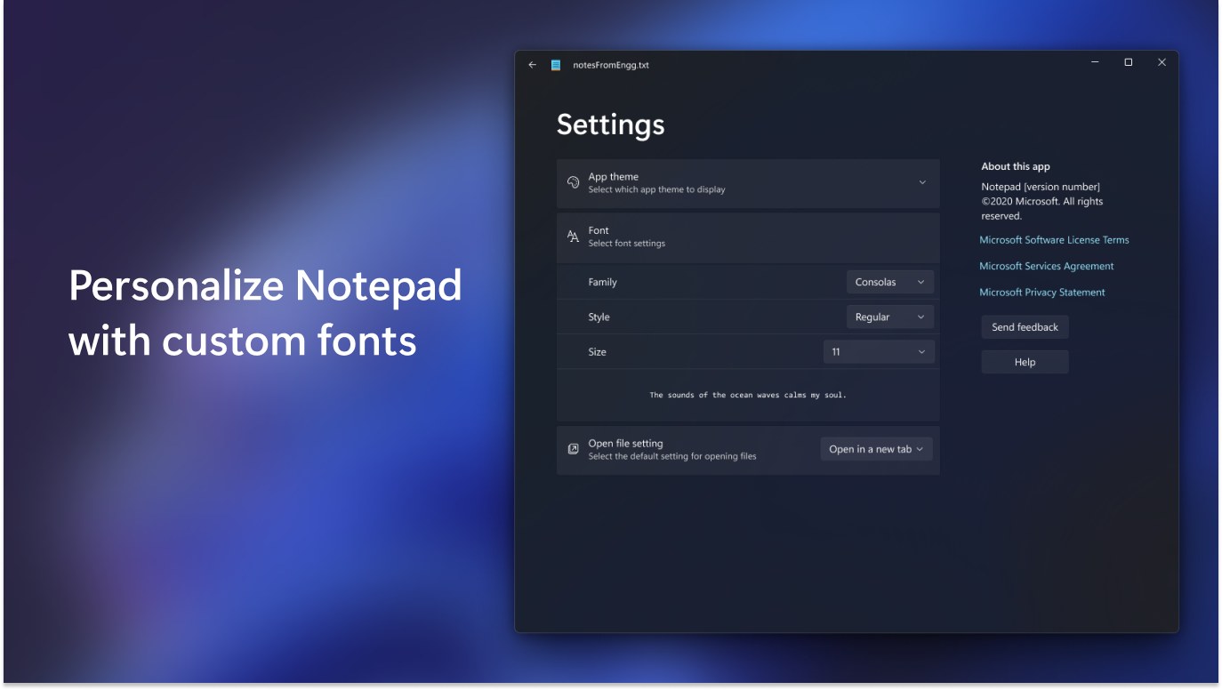 Personalize Notepad with custom fonts.