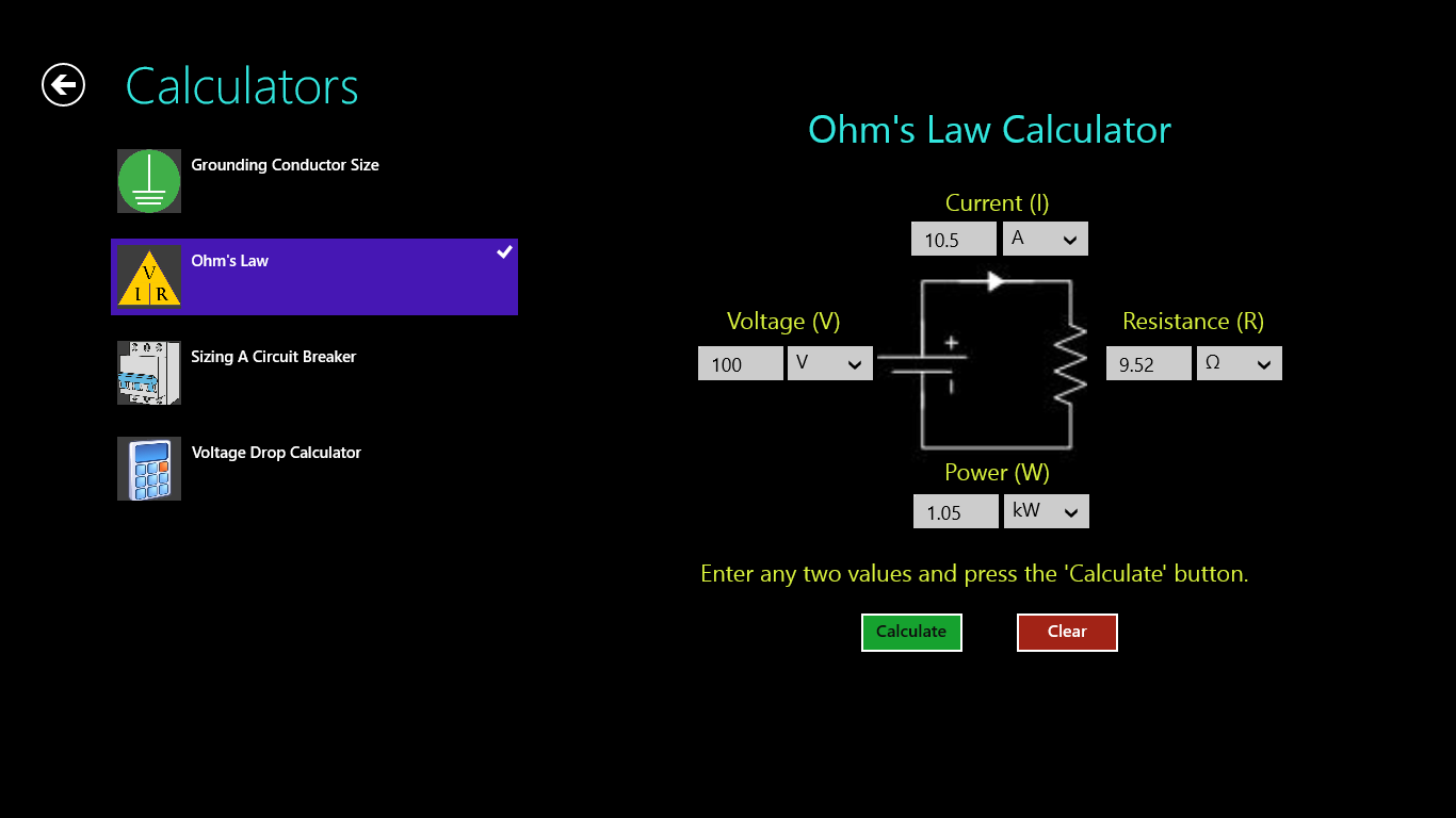 Ohm's Law calculator