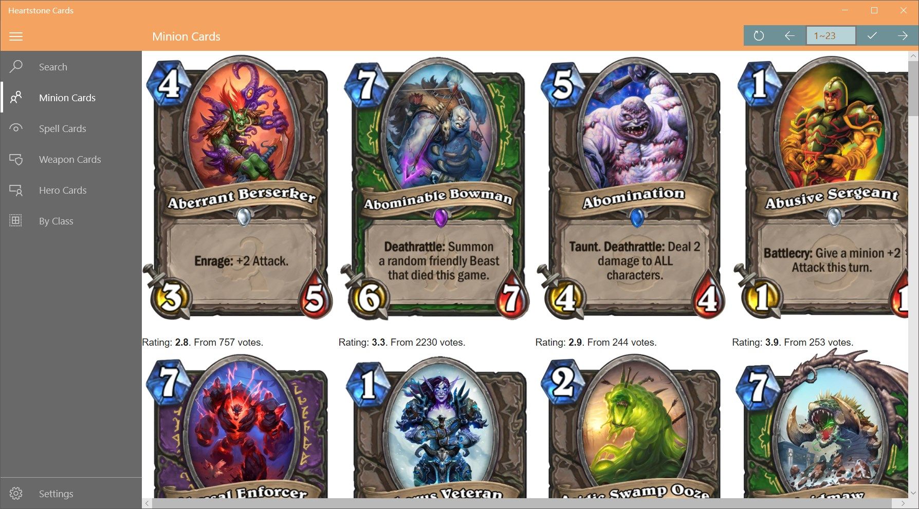 minion cards page