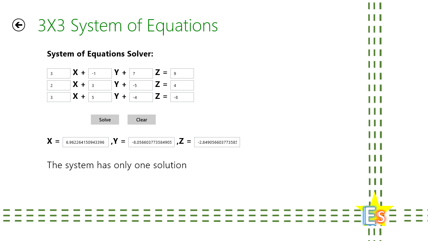 2x2 / 3x3 / 4x4 system of equations solver.