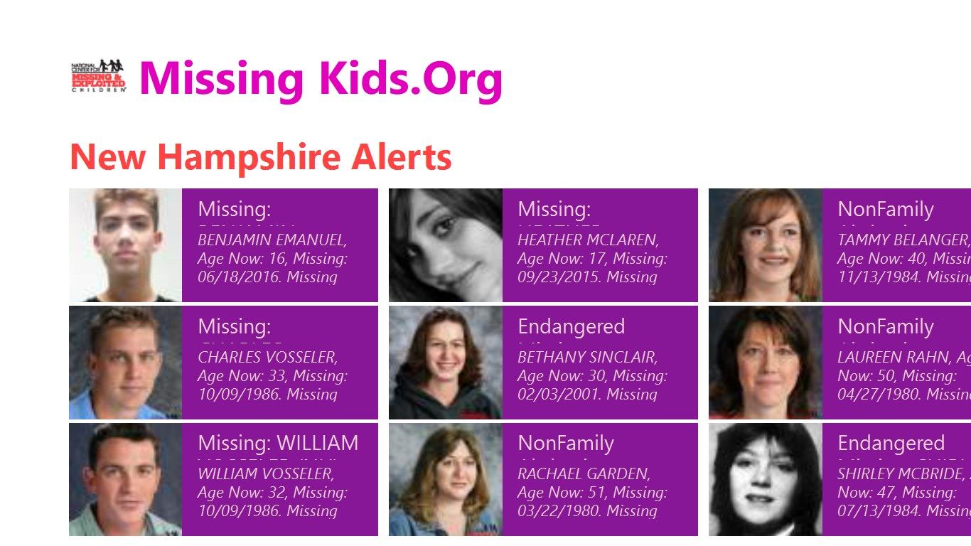 Missing Kids on 8.1
