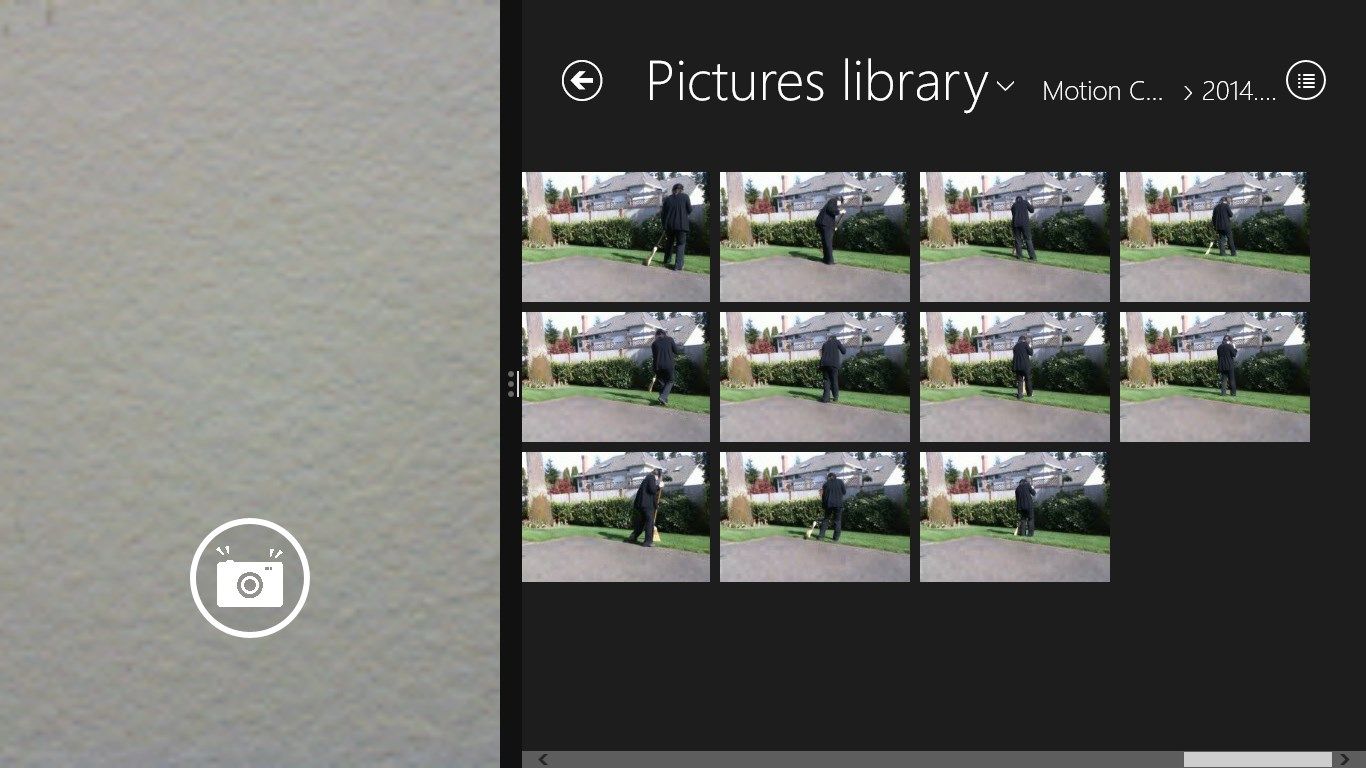 Open Photos to browse captured pictures in a split view