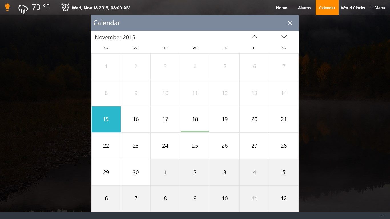 Calendar: shows one time event alarms