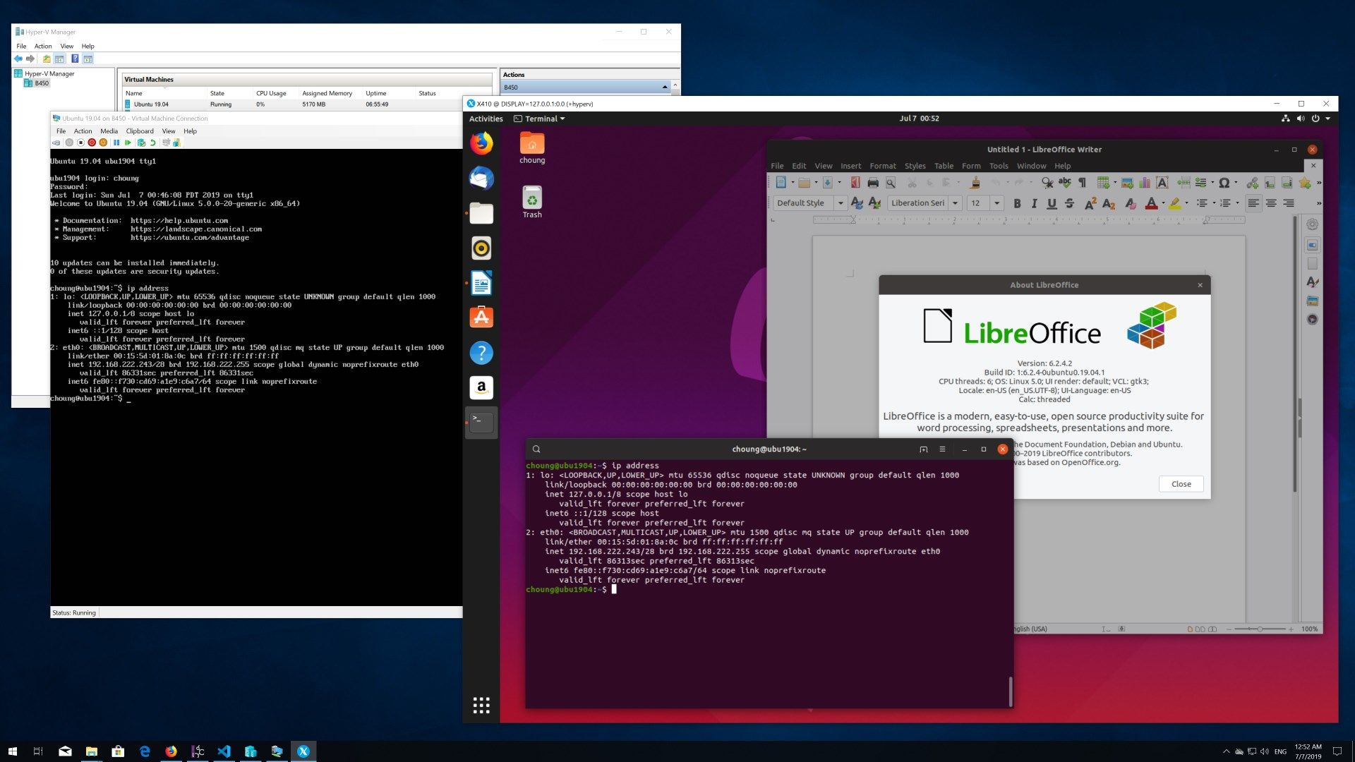 Opening Ubuntu desktop in Hyper-V VM on X410 over VSOCK