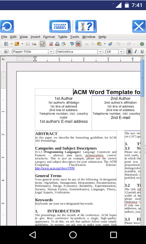 AndroWriter document editor