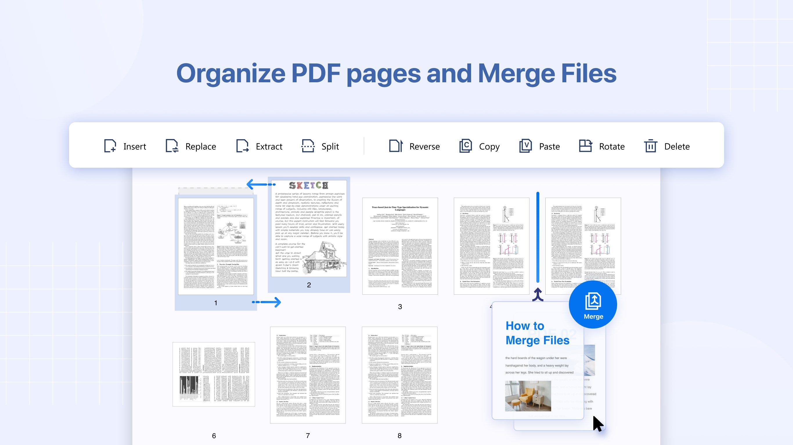 Organize PDF pages and Merge Files