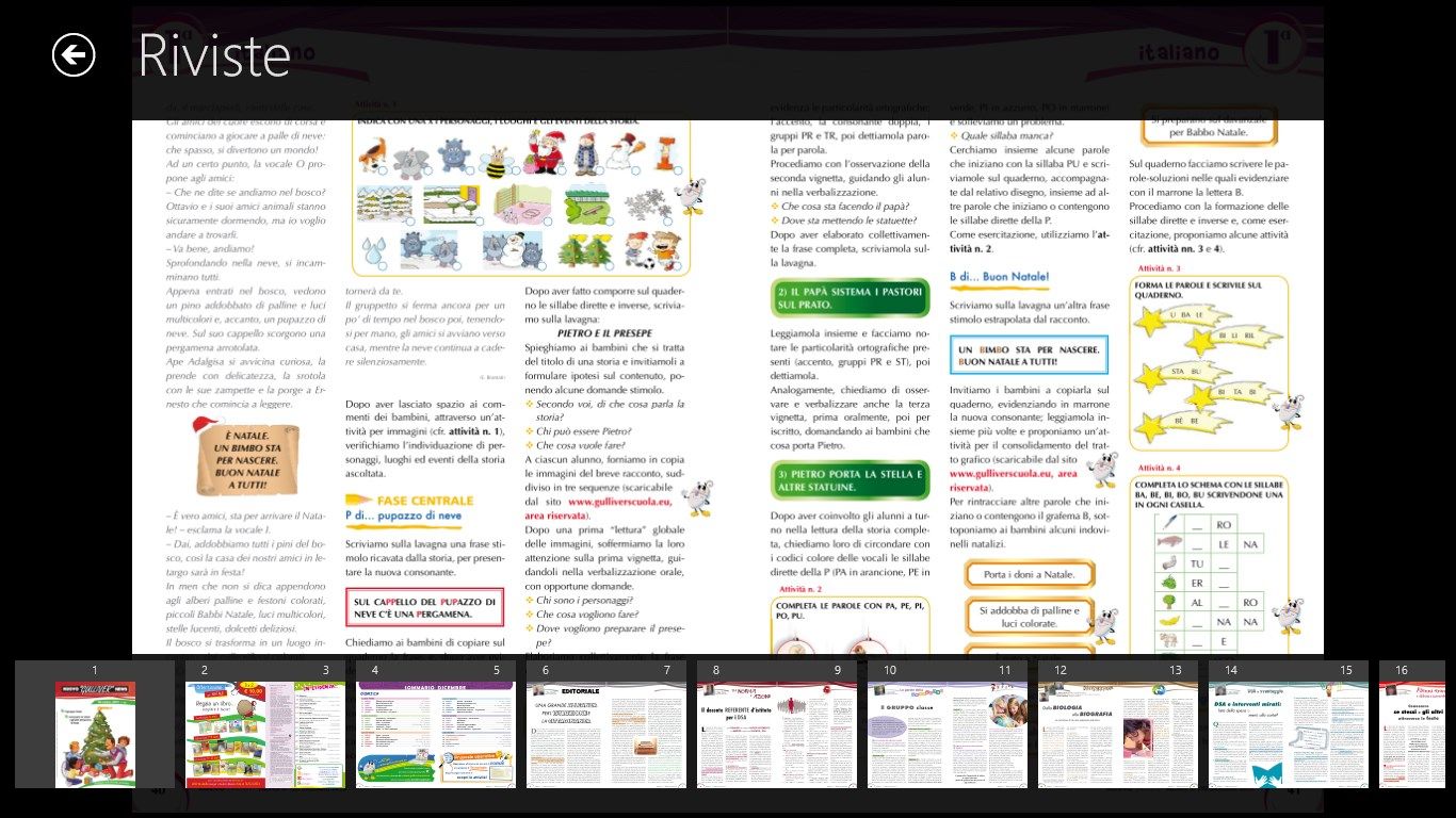 Esempio della consultazione della rivista con miniature delle pagine per una consultazione più veloce