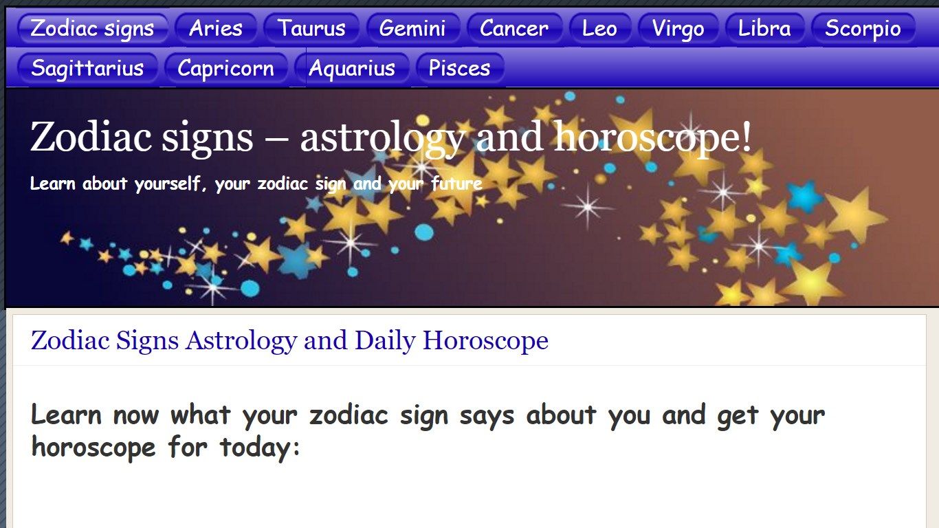 Learn what your zodiac sign says about you and your soulmate. Get Daily horoscope Cancer, Scorpio, Pisces, Aries, Leo, Sagittarius, Taurus, Virgo, Capricorn, Gemini, Libra, Aquarius.