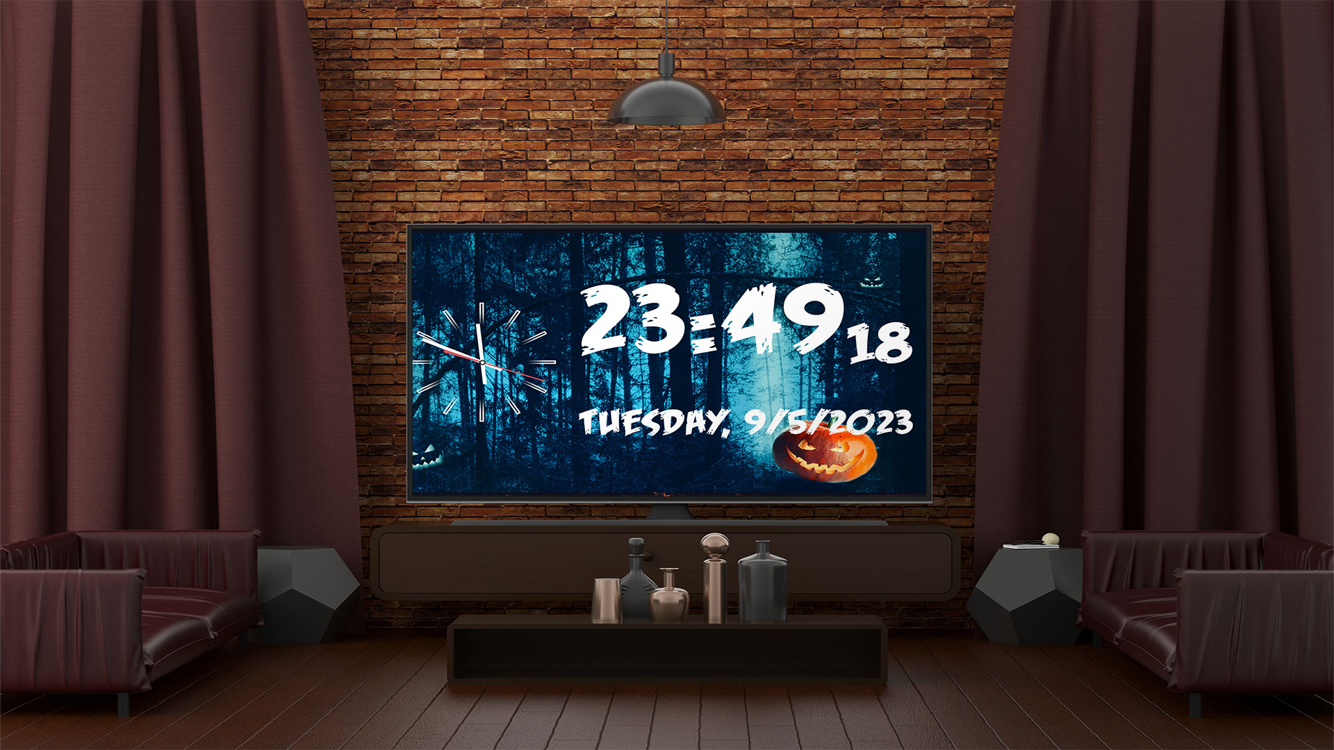 Halloween 🎃 Spooky Ambience Screensaver UHD: Halloween Spooky Ambience Wallpaper Screensaver Analog And Digital Clock with event manager For Tablets And Fire TVs - NO ADS