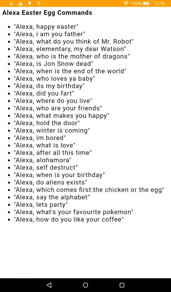 Commands for Alexa