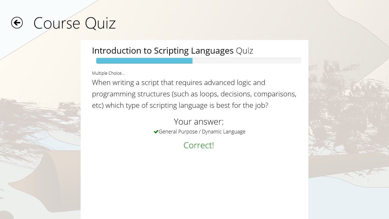 Quizzes are available for each course.