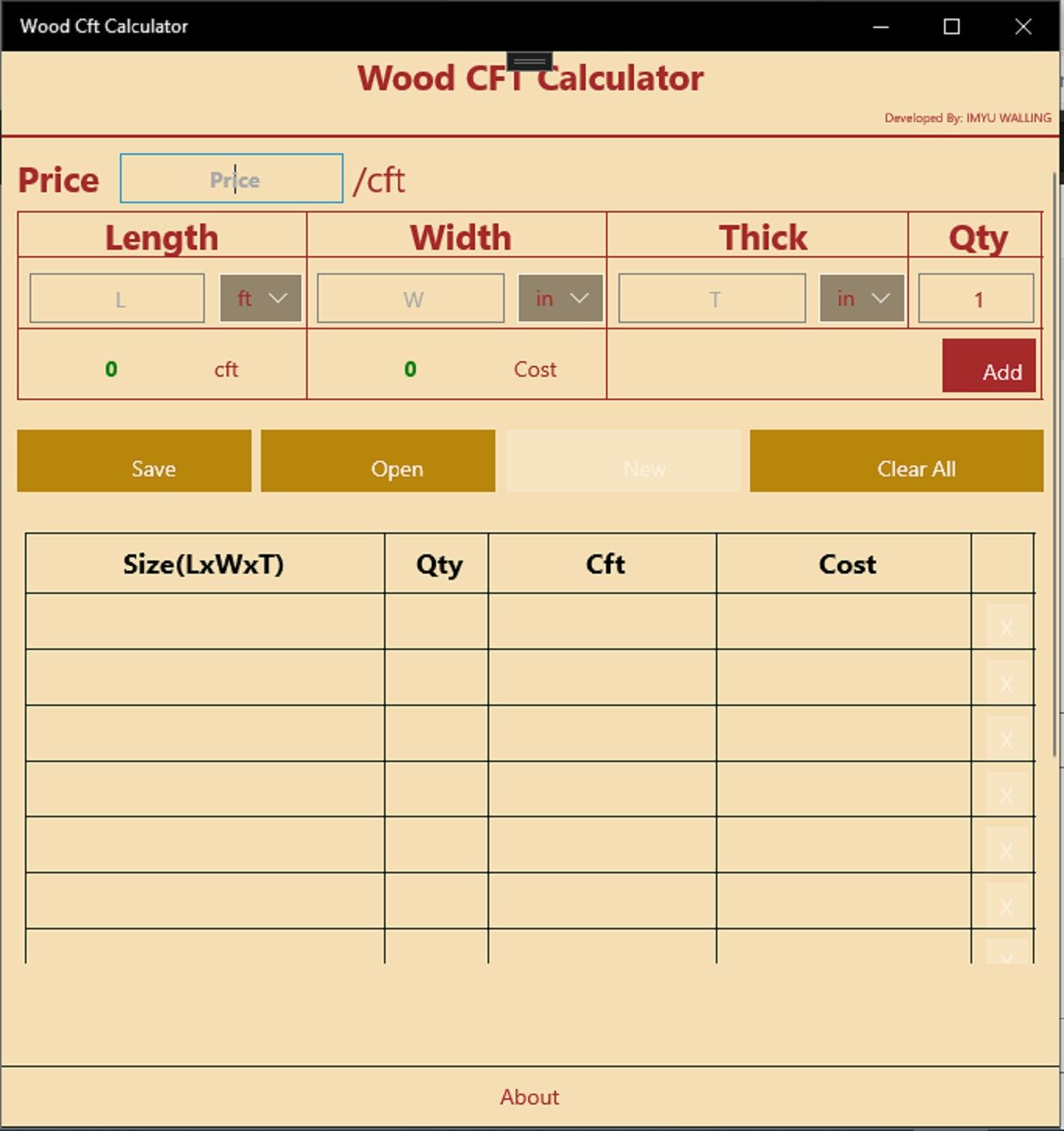 Wood Cft Calculator