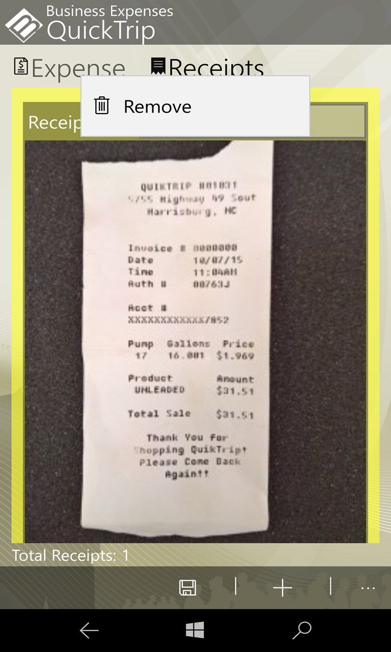 A receipt image that is stored with the Expense.  You can hold the image down to delete it, then recapture it.