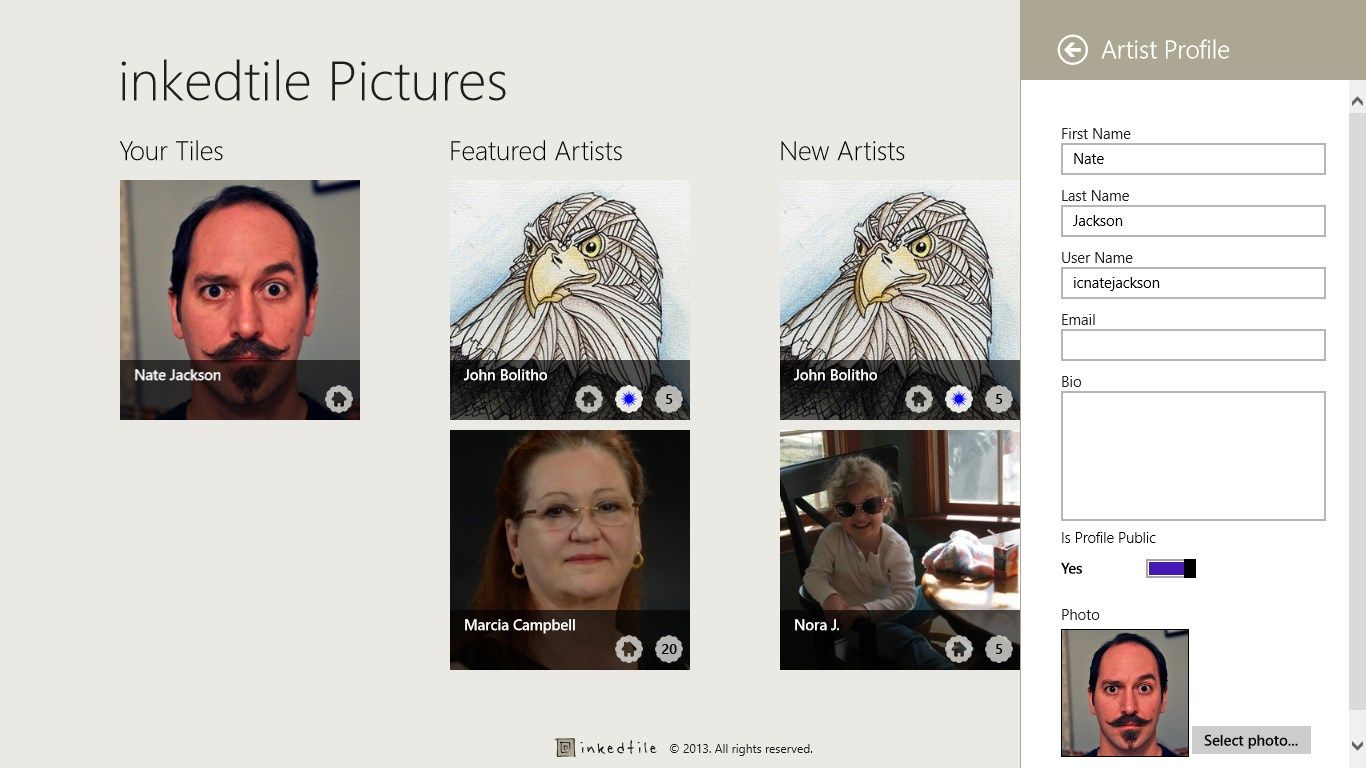 This screen shows the Artist Profile.