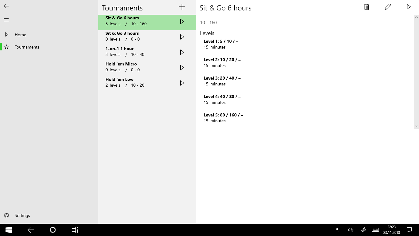 All your tournament modes at a glance.