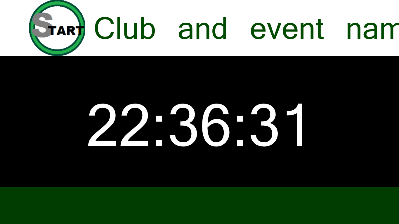Club and event clock. Set picture, banner and colors as you like.