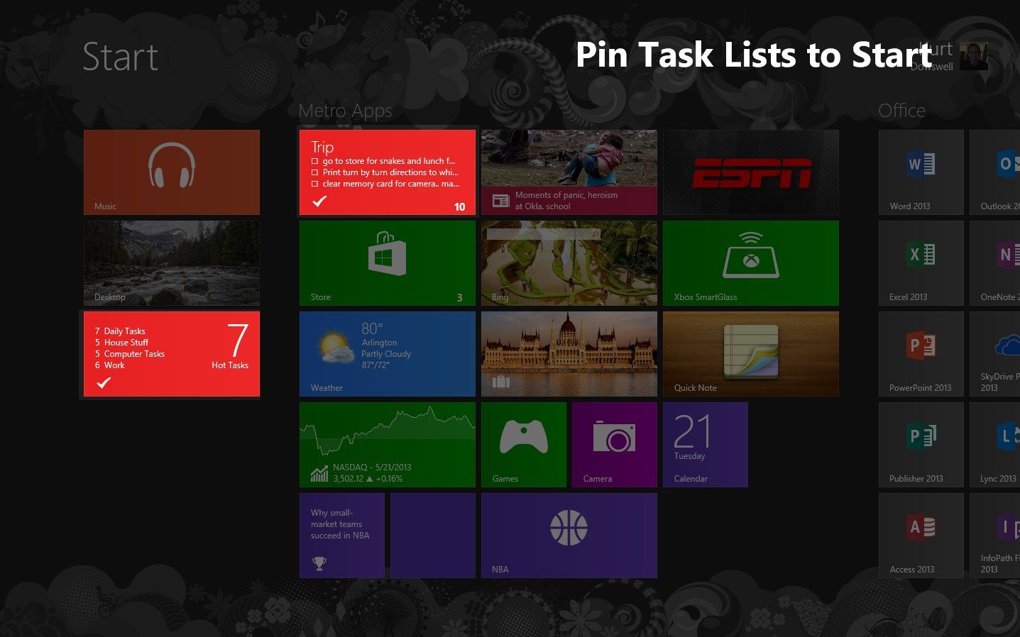 Pin Tasks Lists to Start