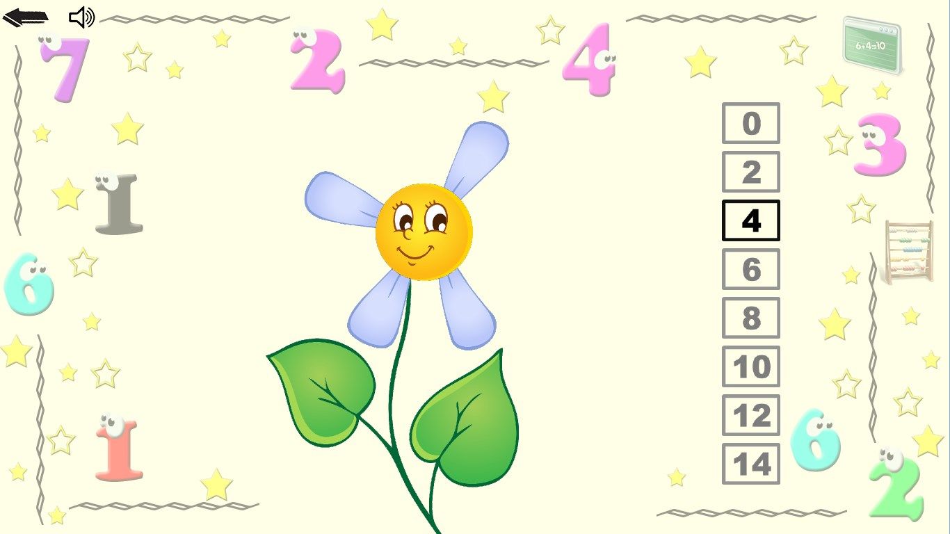 Count to 14 by 2 - click number on the right to add and remove petals from flower