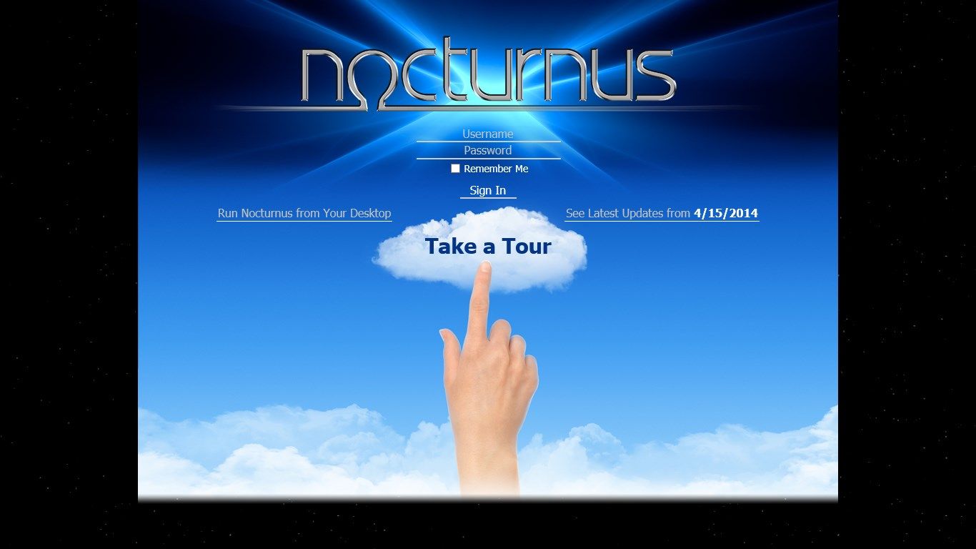 The Nocturnus Sign-In Screen