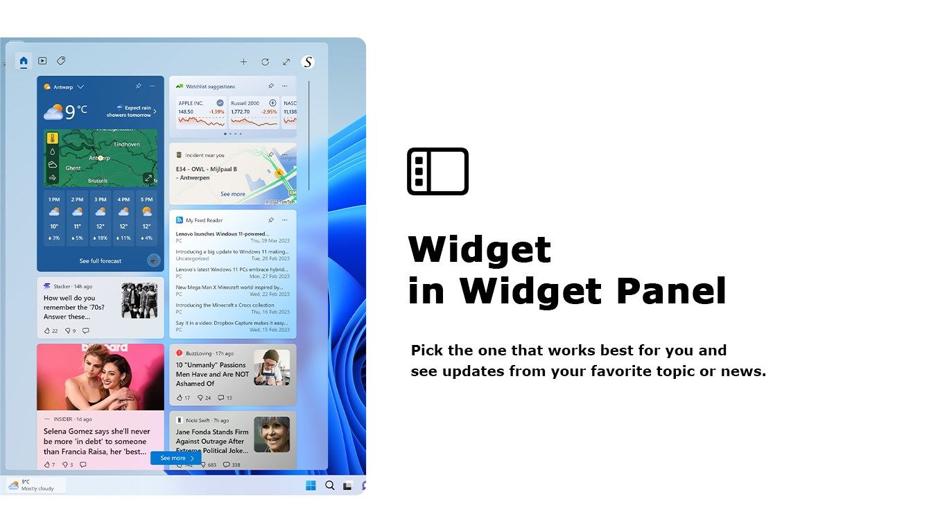 My Feed Reader widget in the Windows 11 widget panel