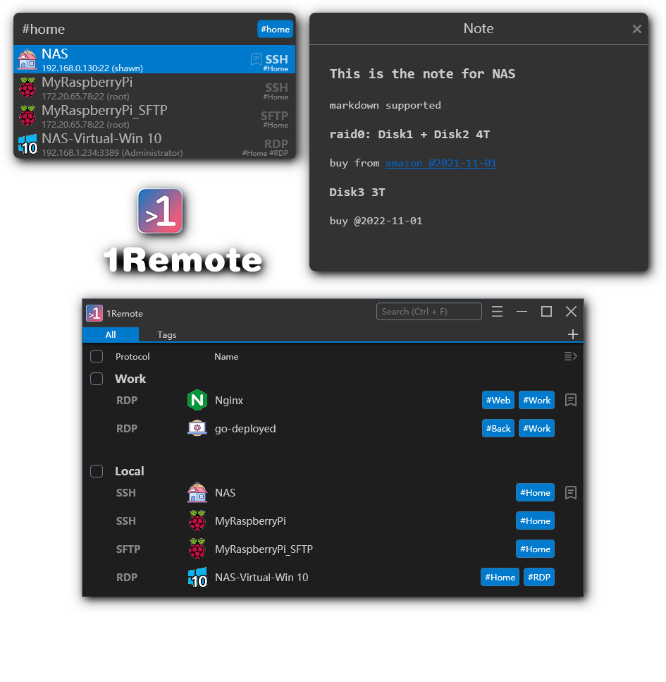 1Remote (PRemoteM) - mstsc remote desktop