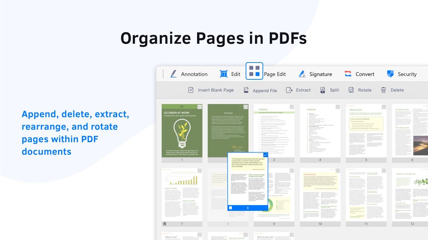Organize Pages in PDFs - Append, delete, extract, rearrange, and rotate pages within PDF documents