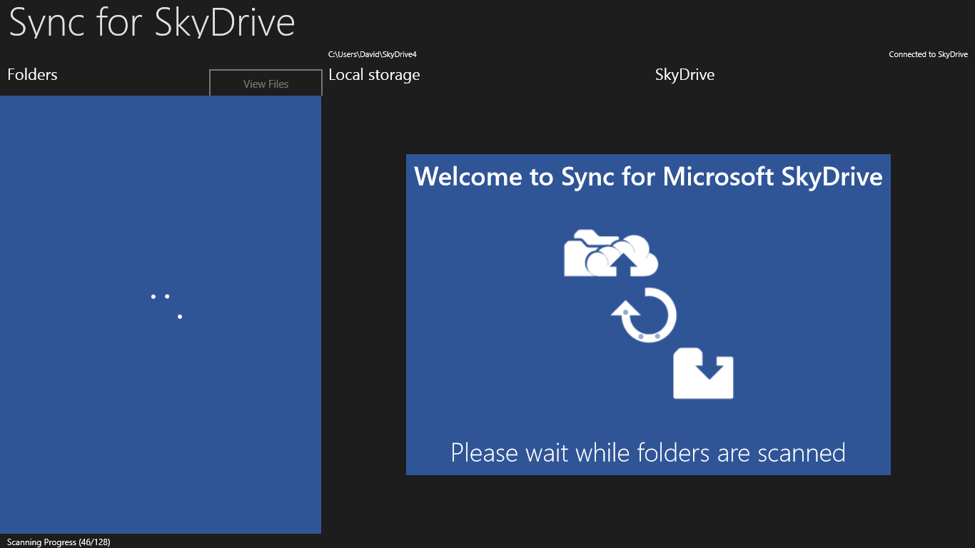 The initial sync screen to update selected folded information