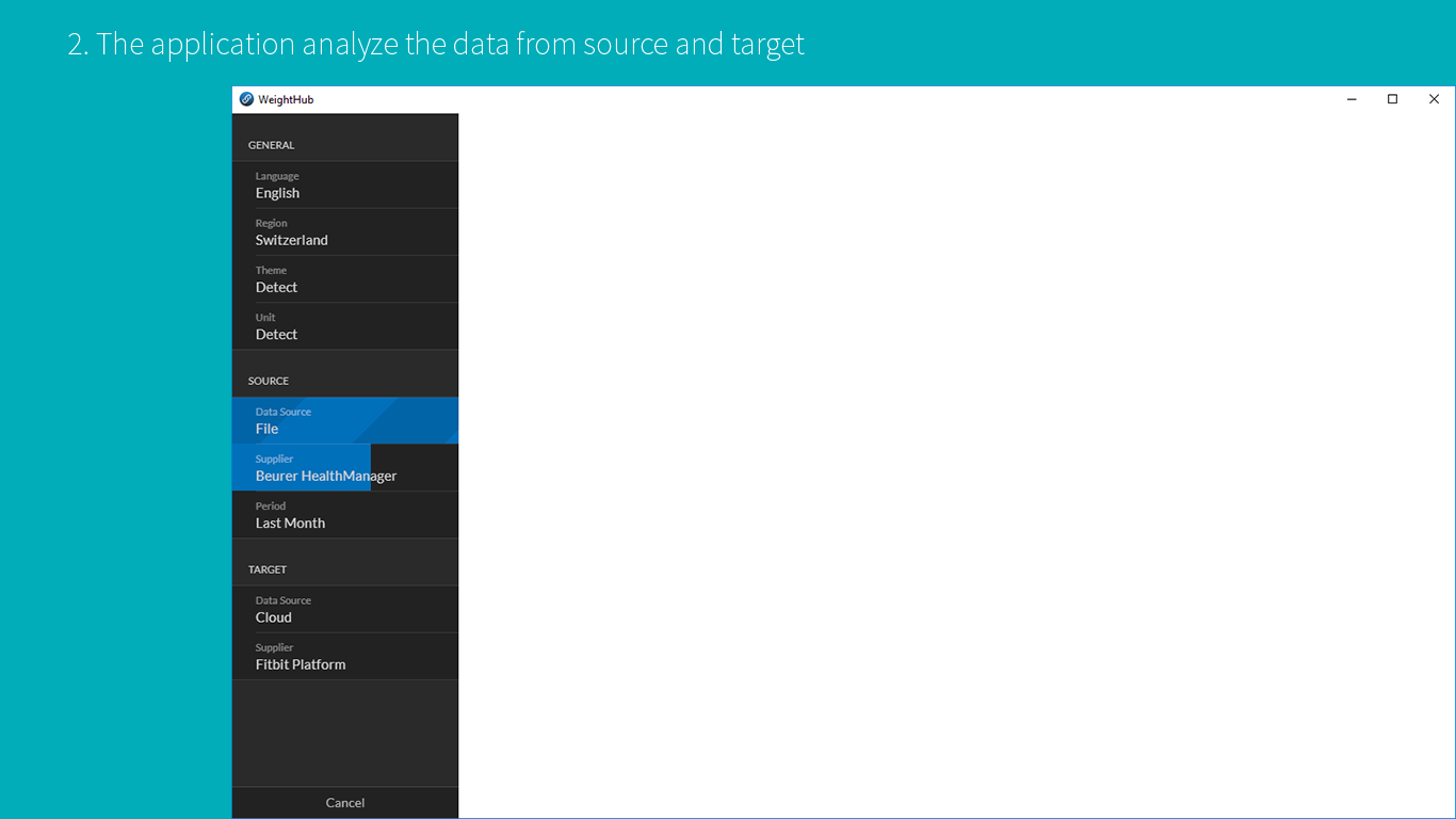 2. The application analyze the data from source and target
