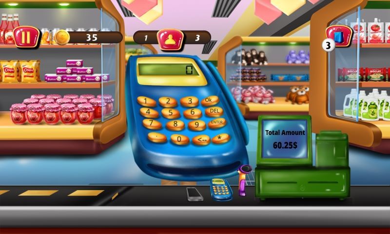 Supermarket Cashier Kids : handle money, use cash register and POS in this Supermarket Cashier Shopping game ! FREE