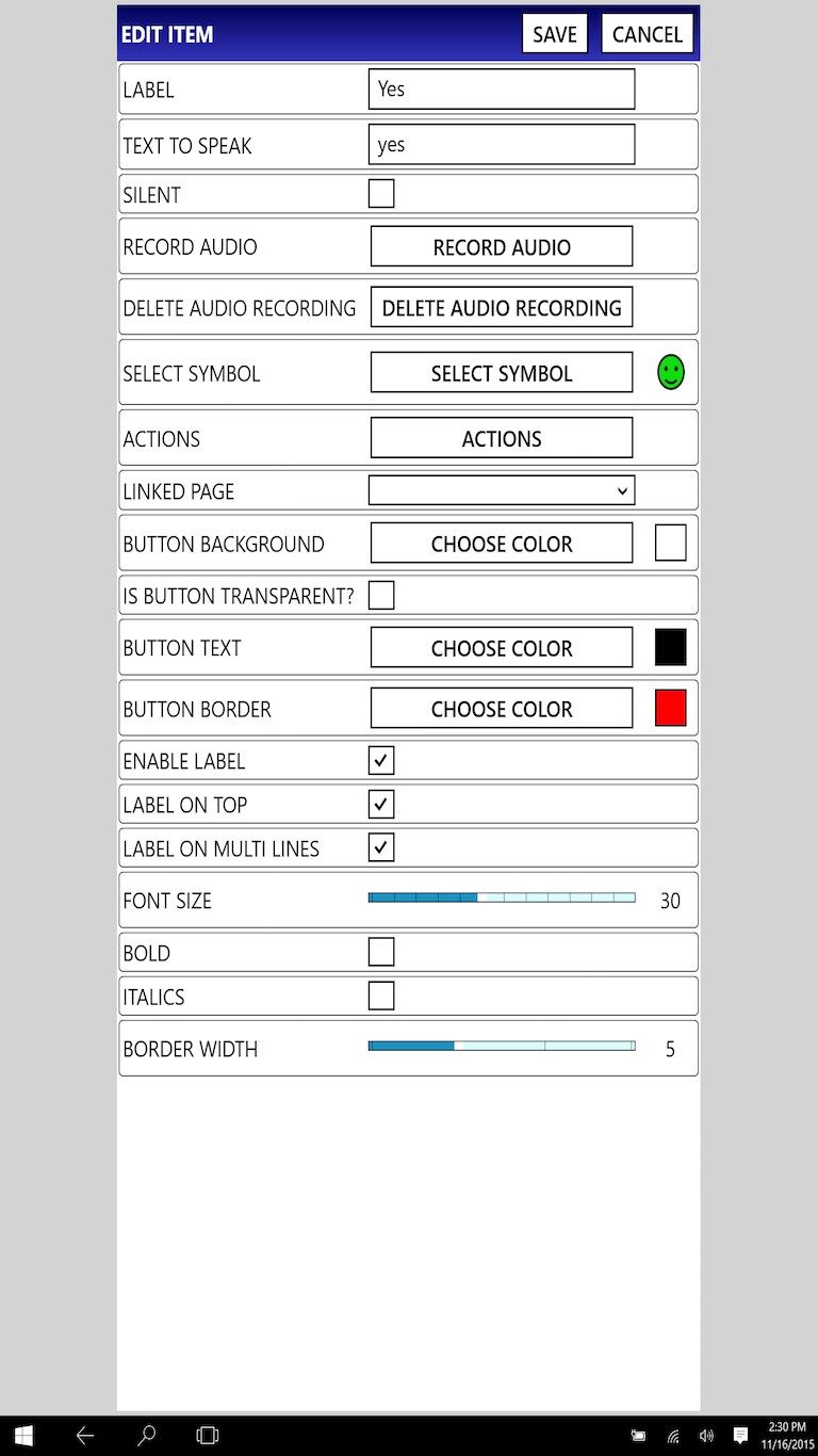 Individual button settings
