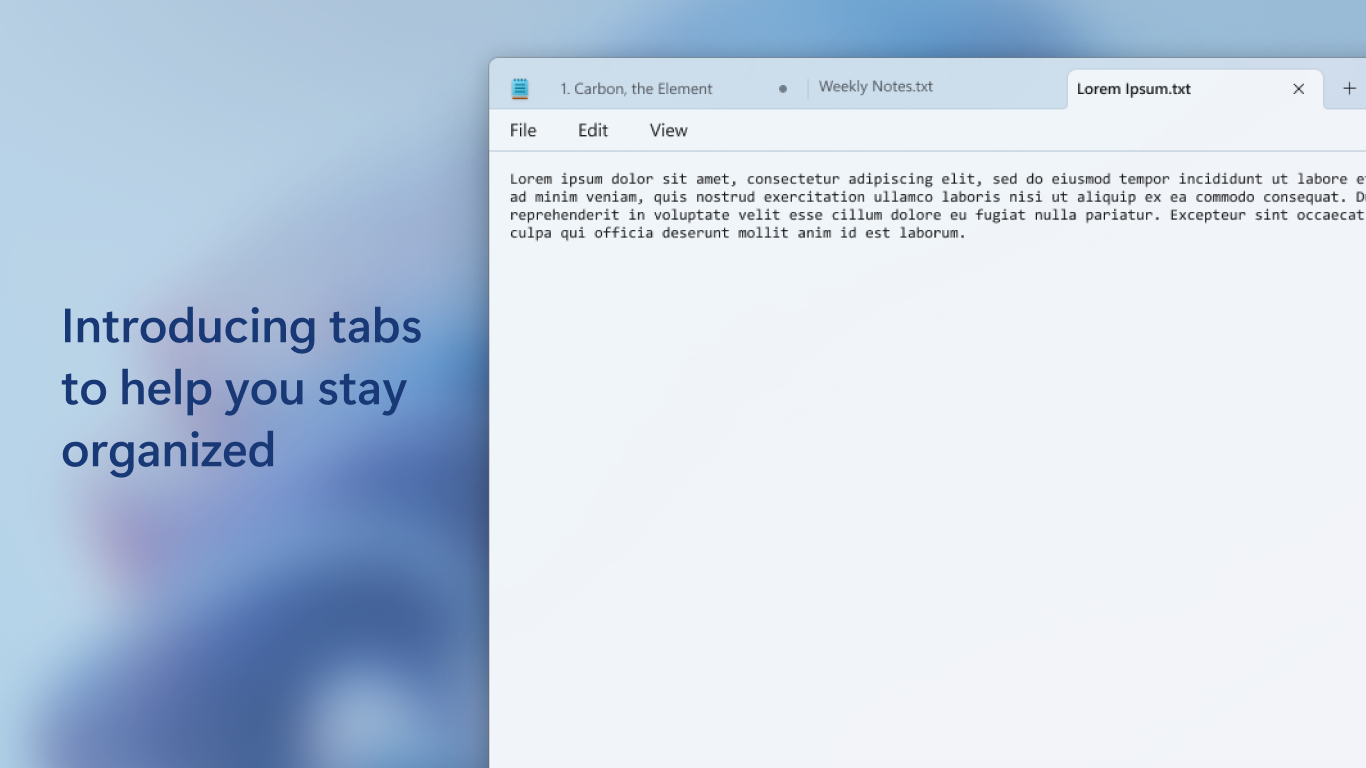 Introducing tabs to help you stay organized.
