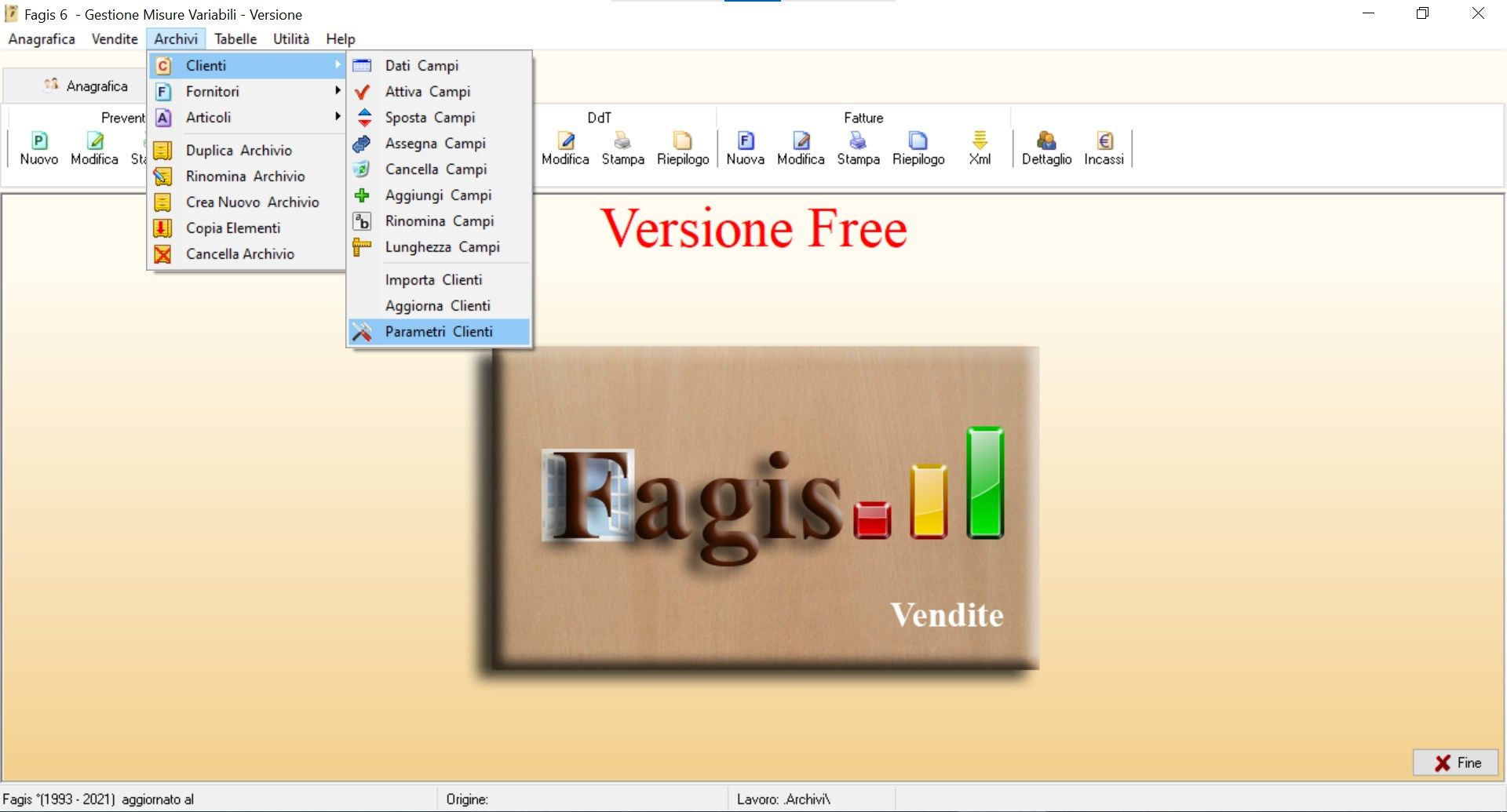 Fagis Free - Personalizza Archivio Clienti
