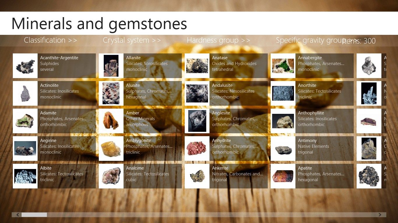 300 different minerals and gemstones