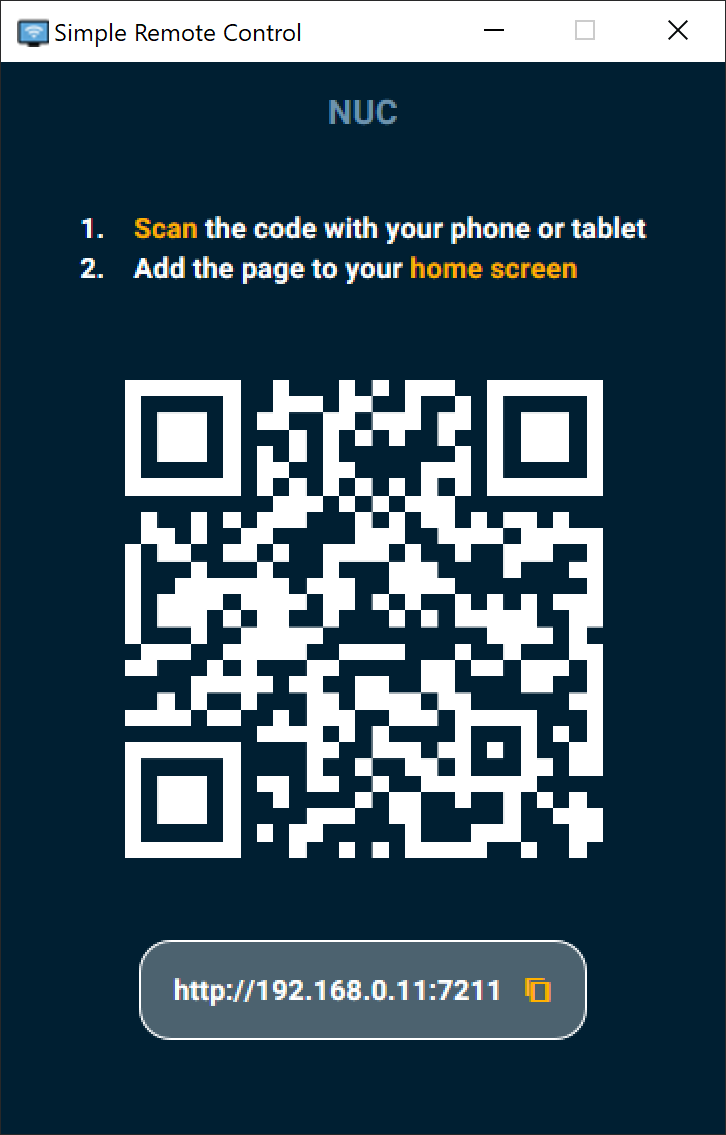 Read the QR code and control your PC