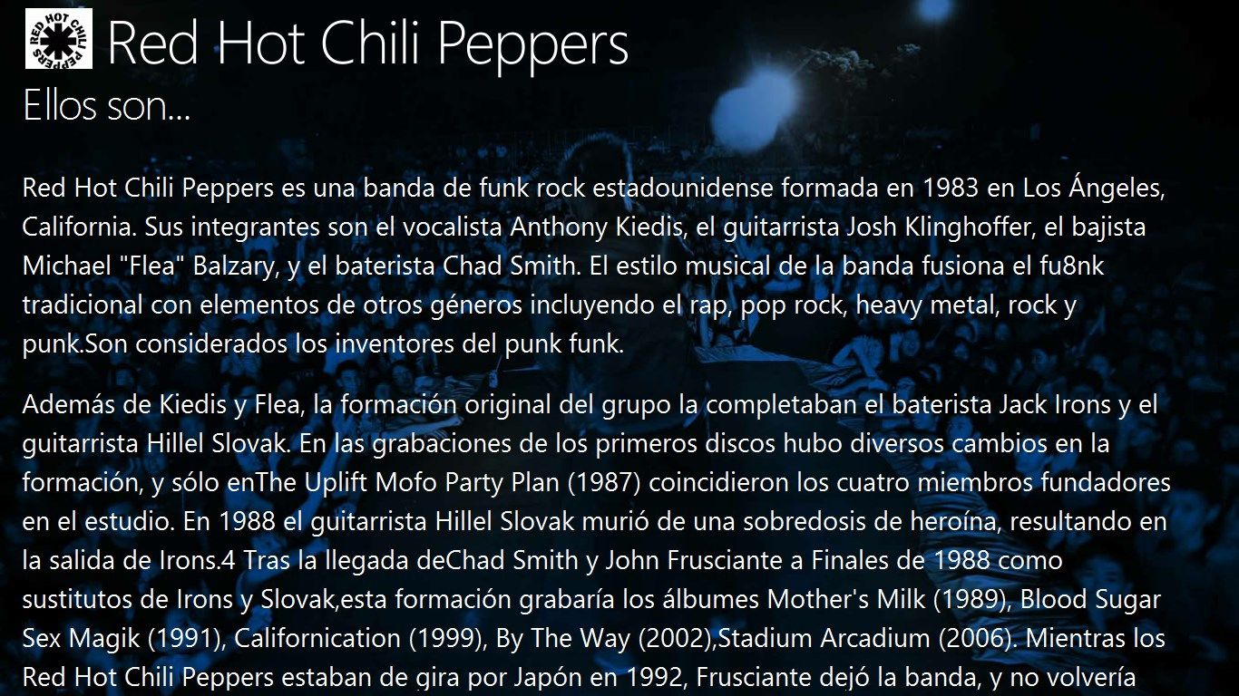Descripción sobre la banda Red Hot Chili Pepppers.