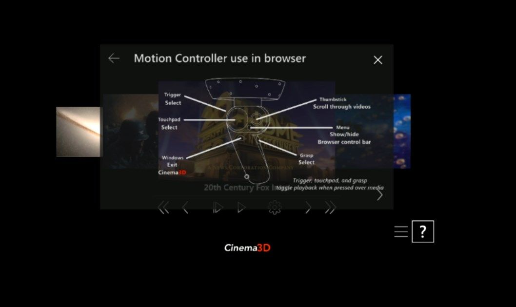 Application help available.  Motion Controller mapping shown.