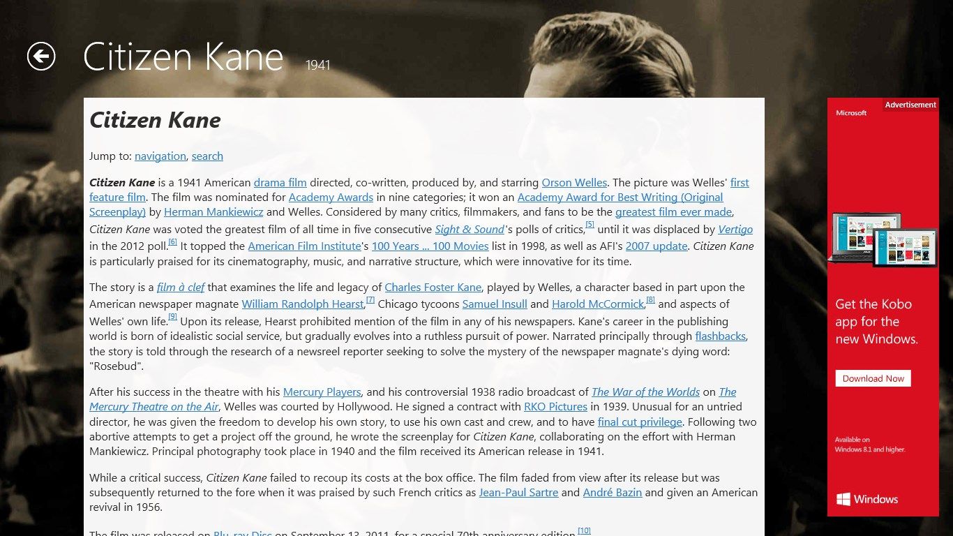 Read Wikipedia articles from inside the app.