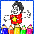 Glitter coloring game for star boy drawing pages