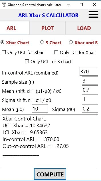Calculator Xbar Control Chart