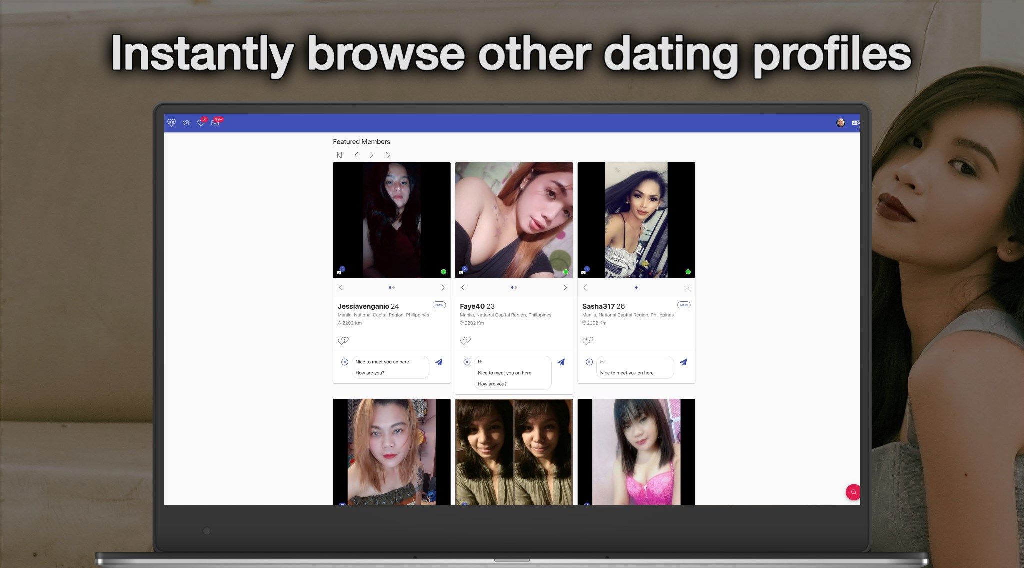 Join and instantly browse other user dating profiles