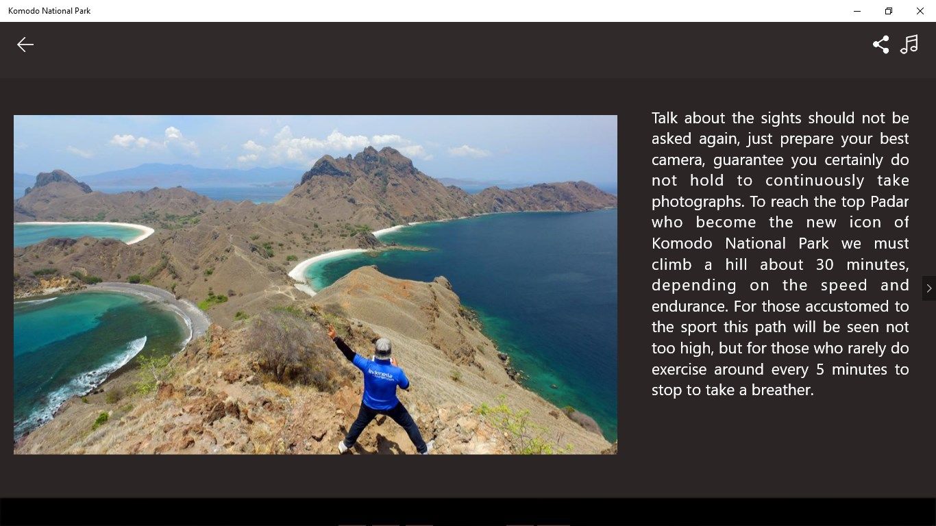 When you click menu of Padar Island, you cand find one of menu review of one nature place in Padar Island. This menu facilitates with the description also. Therefore, the users can read the description of Padar Island that written on it.
