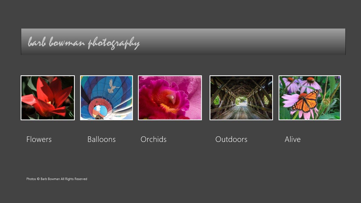 Home screen, select a Gallery to view images.