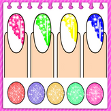 Nail Art Coloring Book Glitter Pages for Kids