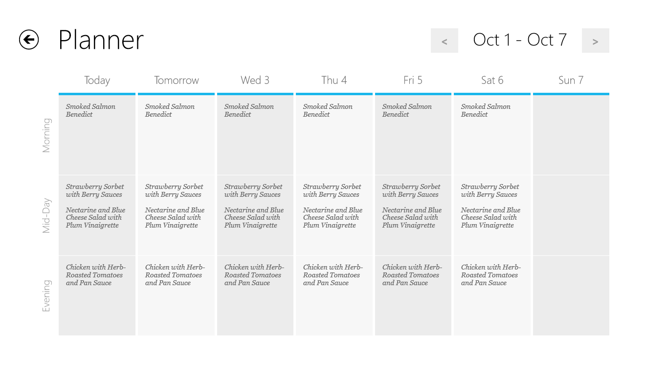 Organize meals for the week or month by adding menus and recipes to the planner.