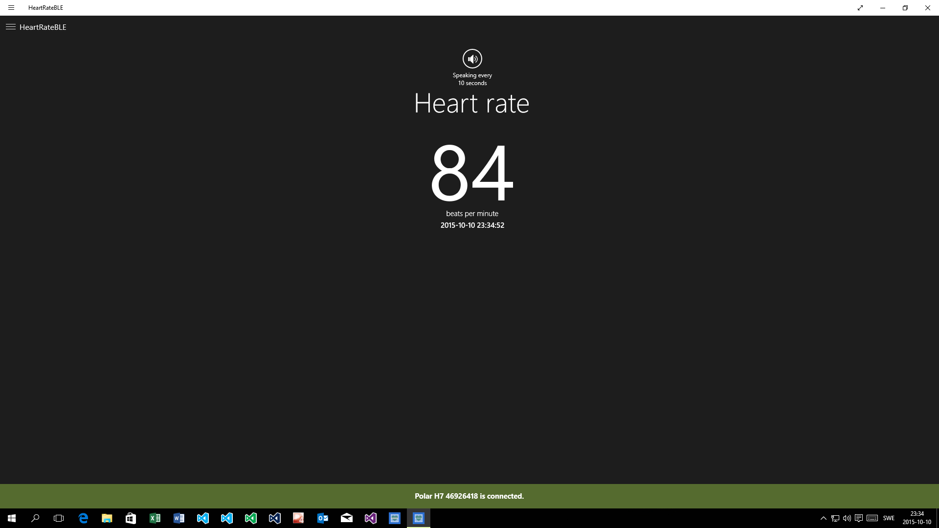 Show heart rate as beats per minute (bpm).