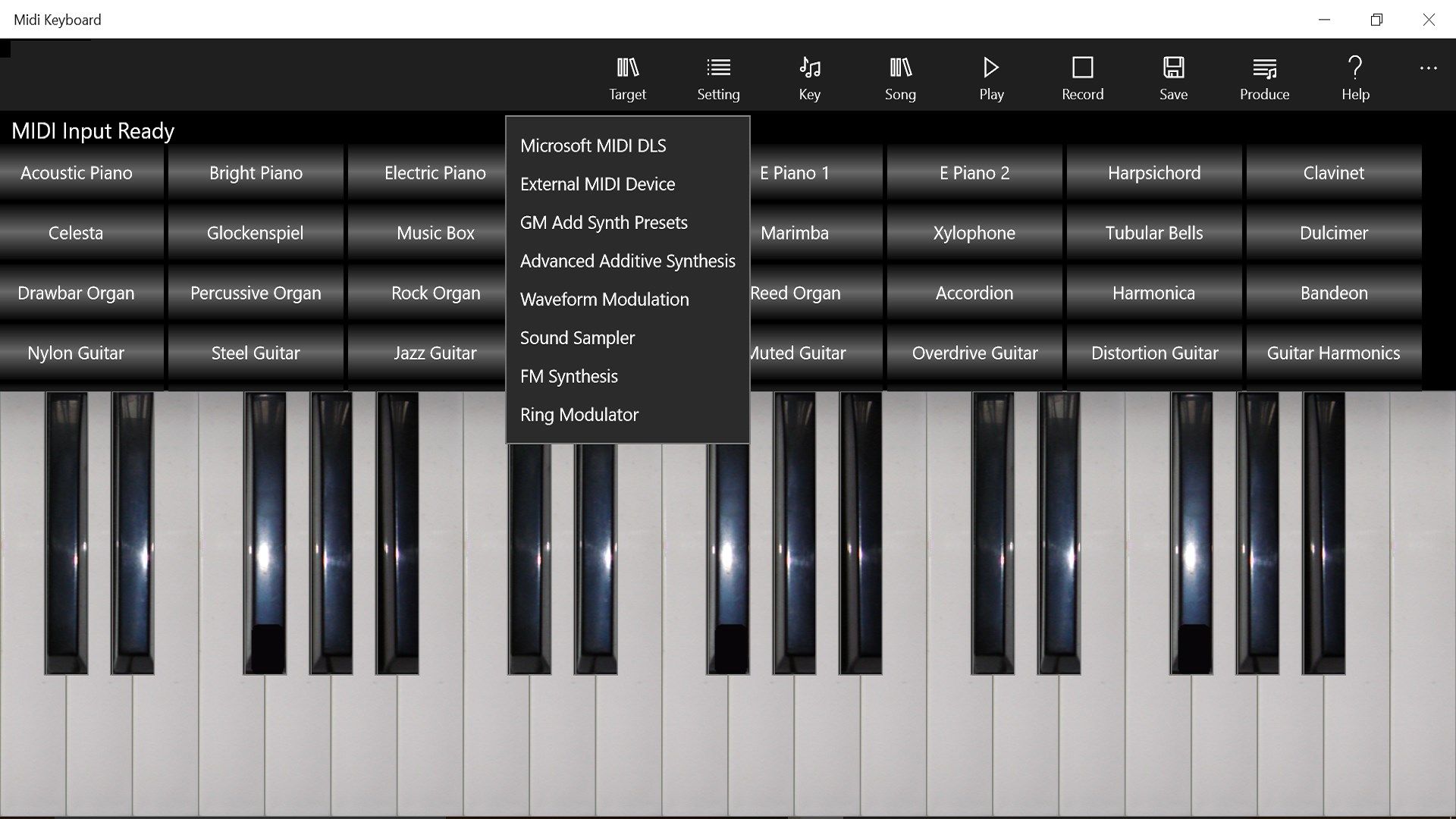 MIDI Keyboard with many synthesizer targets.