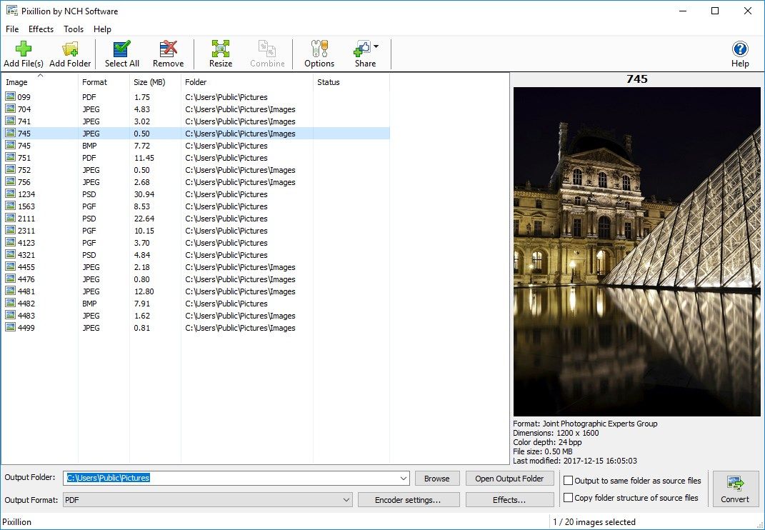 Manage the photo files you want to convert