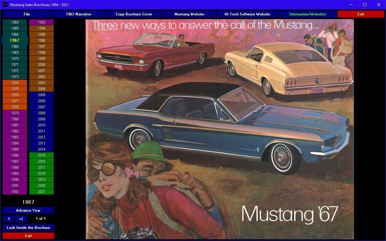 Mustang Sales Brochures 1964-2021